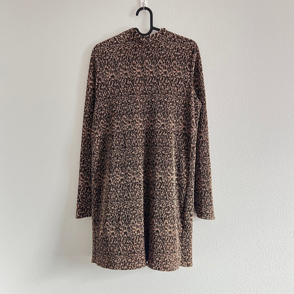 The Fifth Label Leopard Print Mock-Neck Long-Sleeve Mini Dress S Mob Wife Glam